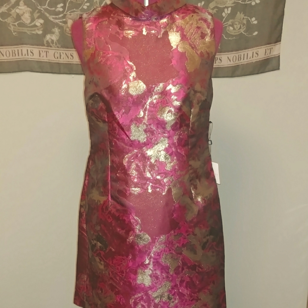 Laundry by Shelli Segal Women's Mock Neck Jacquard A-line Dress